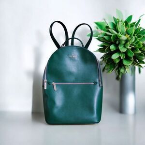 Kate Spade NY Backpack Purse Hunter Green Saffiano Leather Zip Pocket Bag School